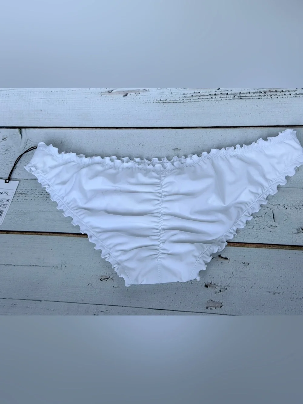 NWT Shade & Shore White Ruffle Edge Cheeky Bikini Bottoms - BOTTOMS ONLY